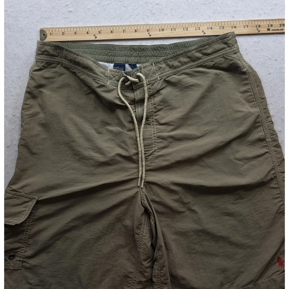 Polo Ralph Lauren Vintage Men's Brown w Red Pony Lined Swim Shorts. Size M
